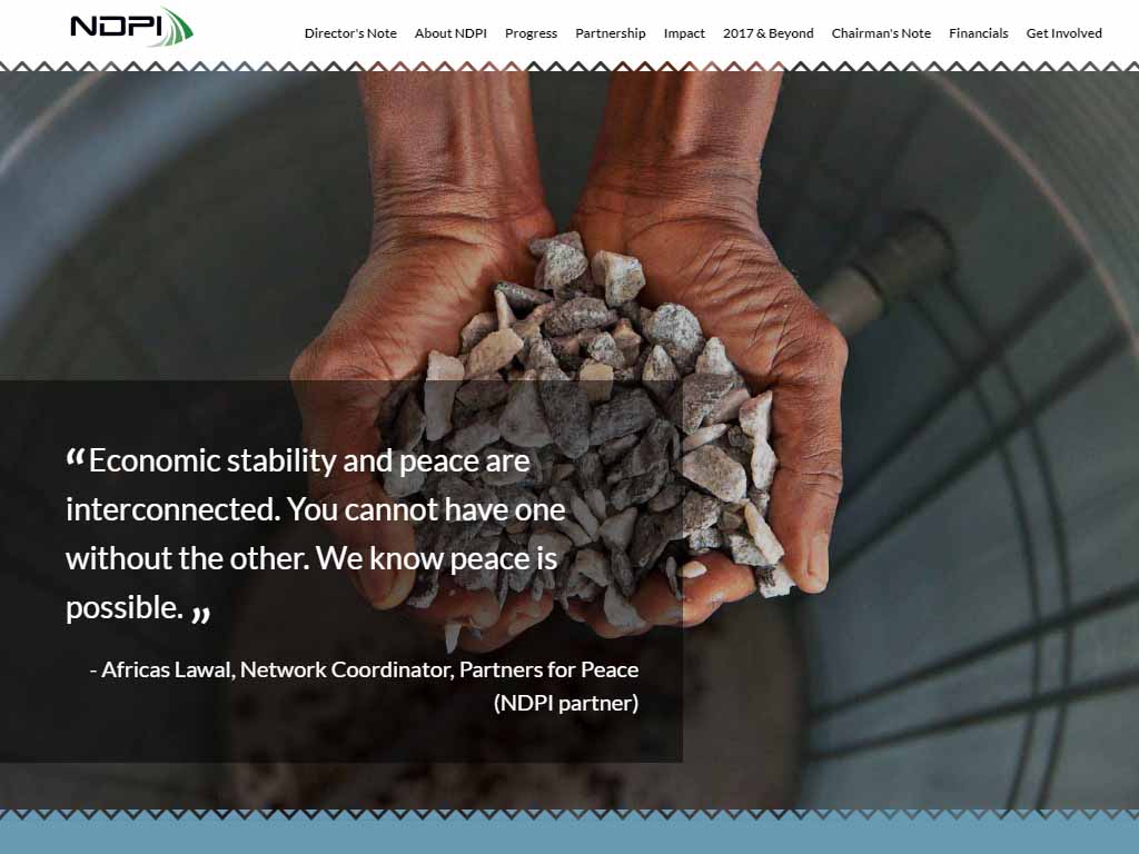 A big photo with a quote on the NDPI annual report